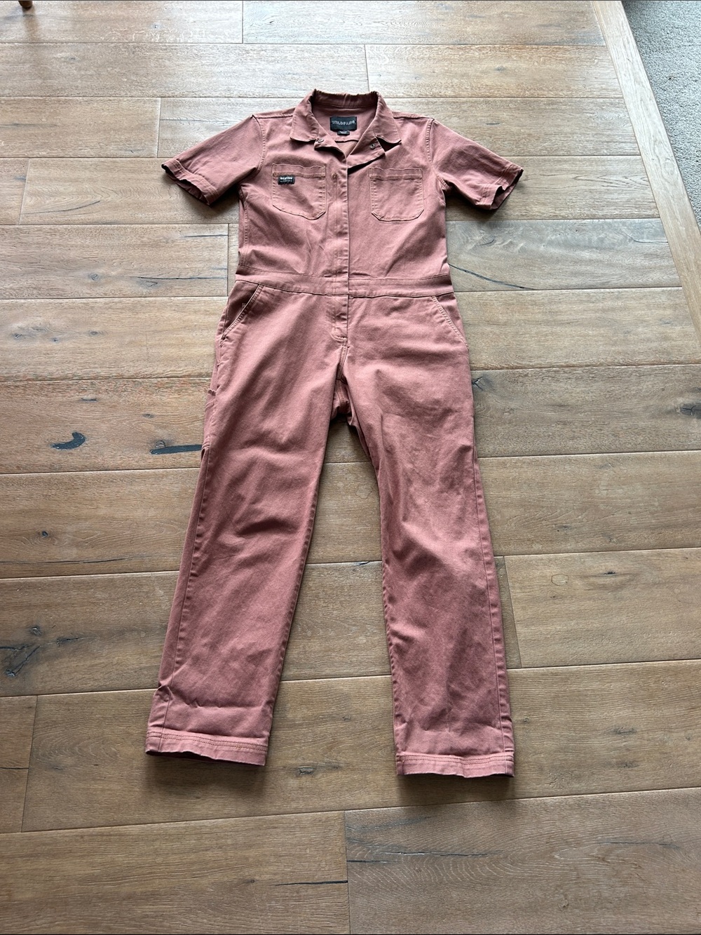Wildfang Mauve Short-Sleeve Utility Romper